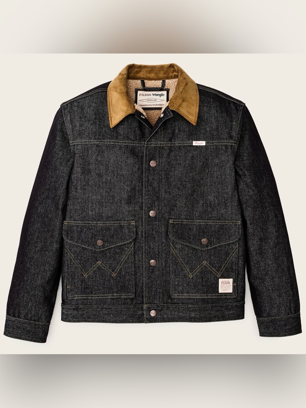 Filson Wool Lined Indigo Denim Work Jacket with Corduroy Collar
